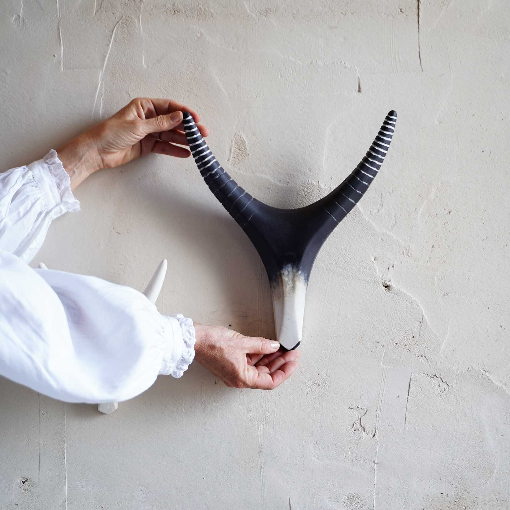 Handpainted Ceramic Antler Decor- Black & White