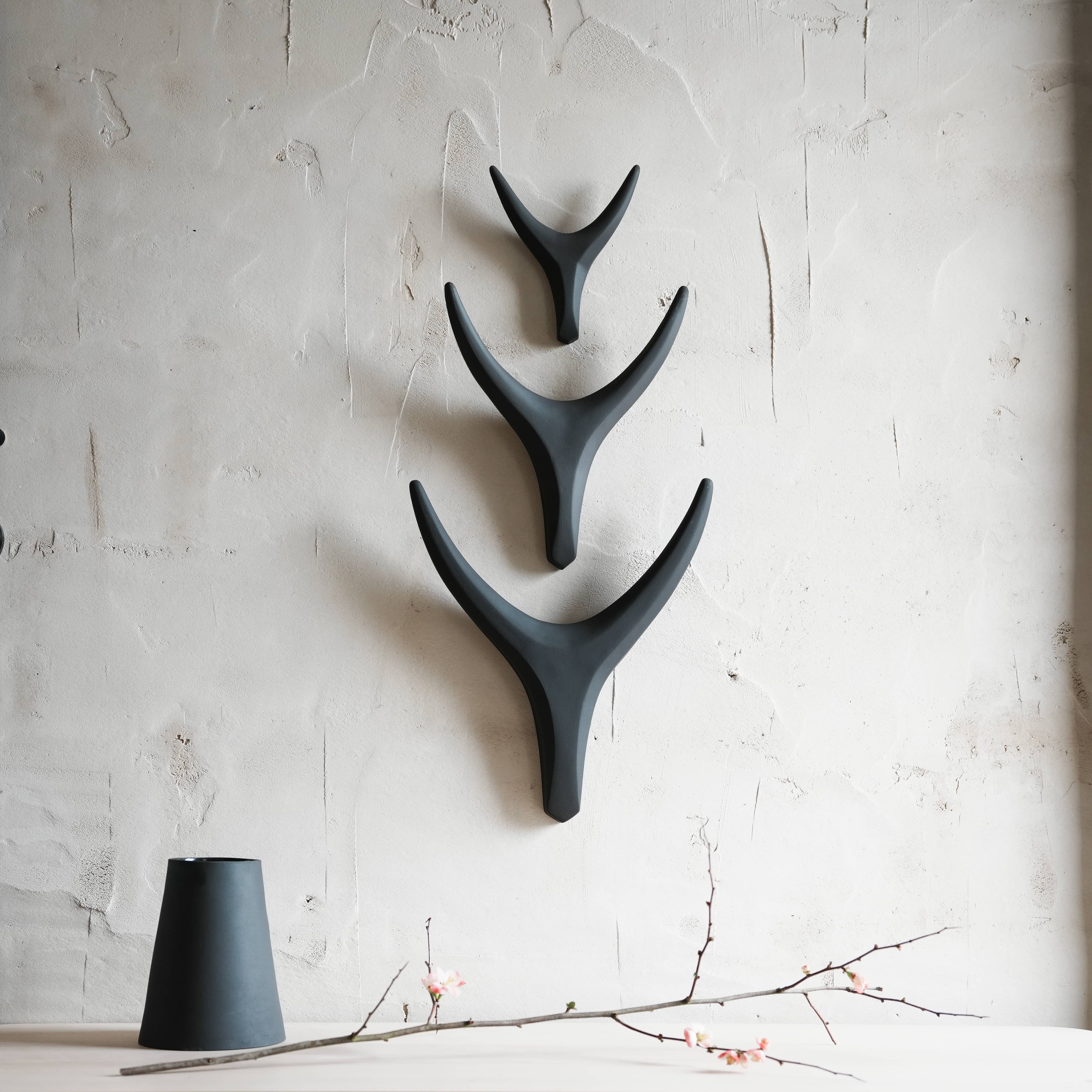 Black Ceramic Antler Decor