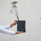 Black Stoneware Pottery Vase: Modern Utensil Holder, Matte Finish