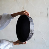 Crinkled Ceramic Centerpiece Bowl, Black Modern Table Decor