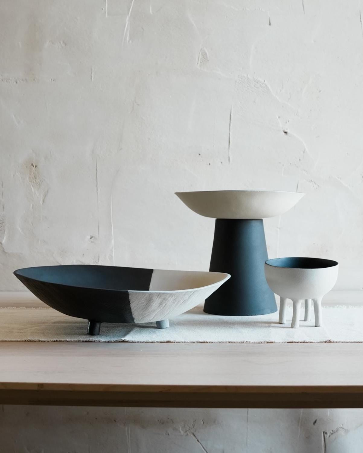 modern ceramic centerpieces bowl black and white