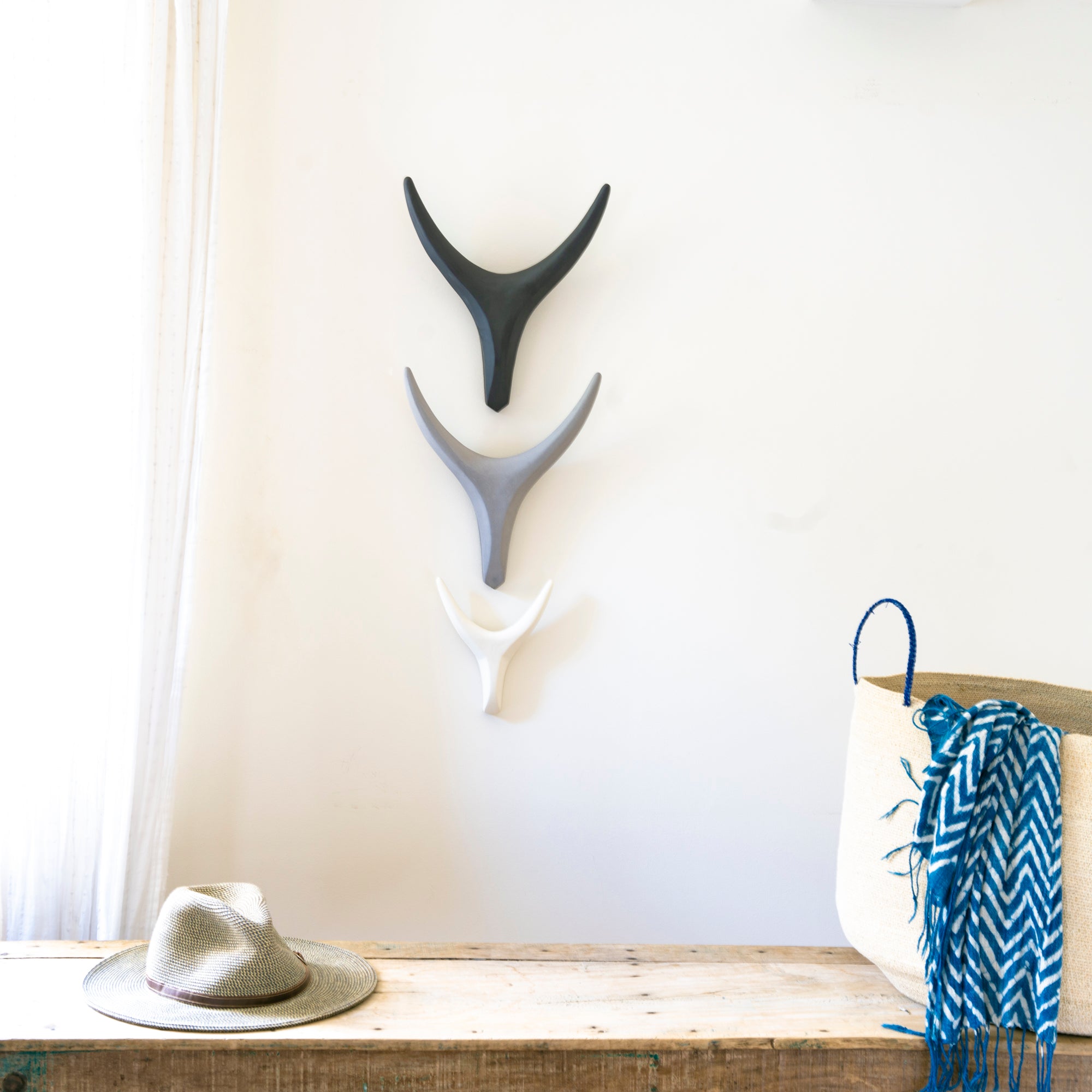 Ceramic antler wall decor - handmade minimalist design 