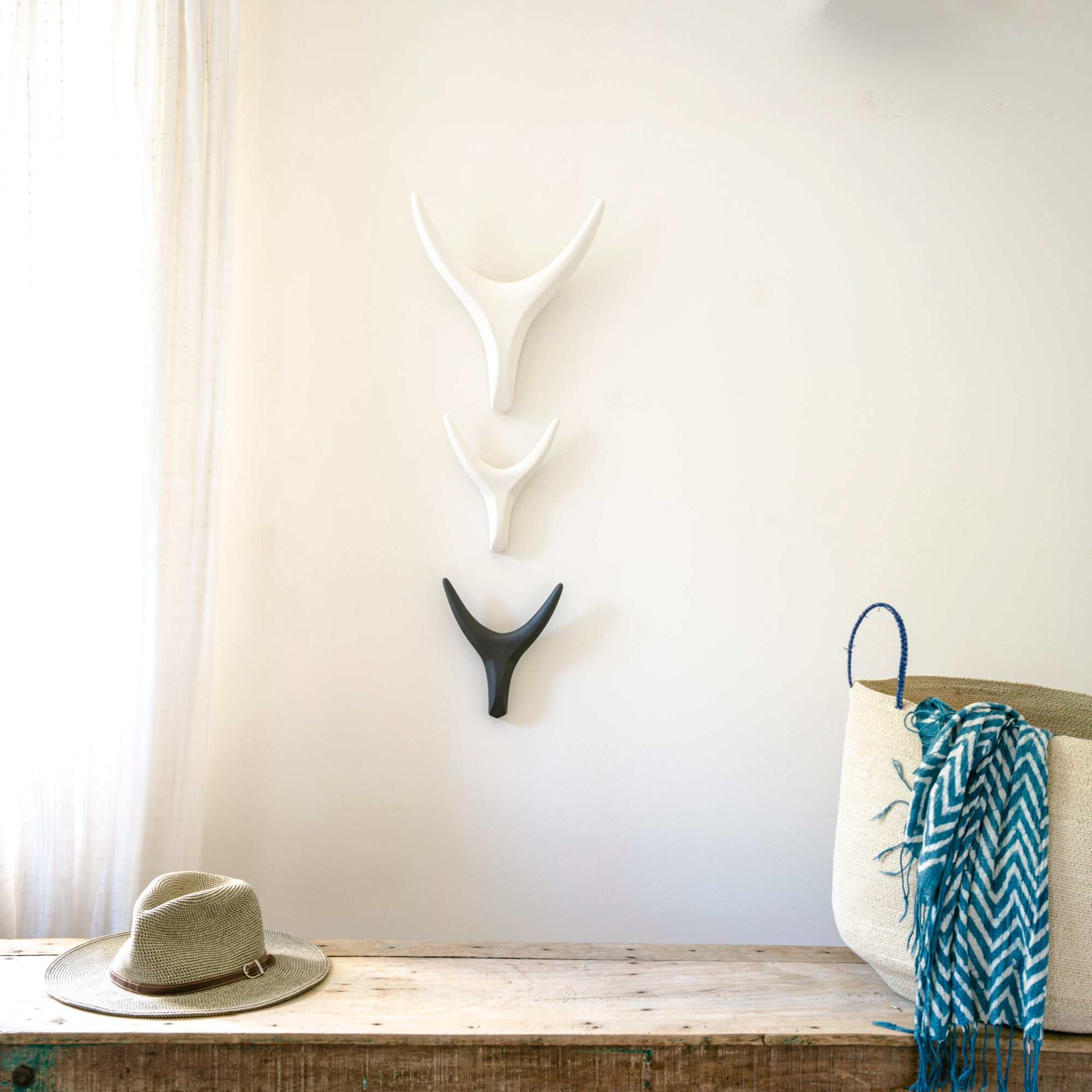 Ceramic antler wall decor - handmade minimalist design 