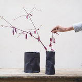 Black Stoneware Pottery Vase: Modern Utensil Holder, Matte Finish