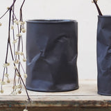 Black Stoneware Pottery Vase: Modern Utensil Holder, Matte Finish