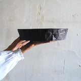 Crinkled Ceramic Centerpiece Bowl, Black Modern Table Decor