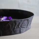 Crinkled Ceramic Centerpiece Bowl, Black Modern Table Decor