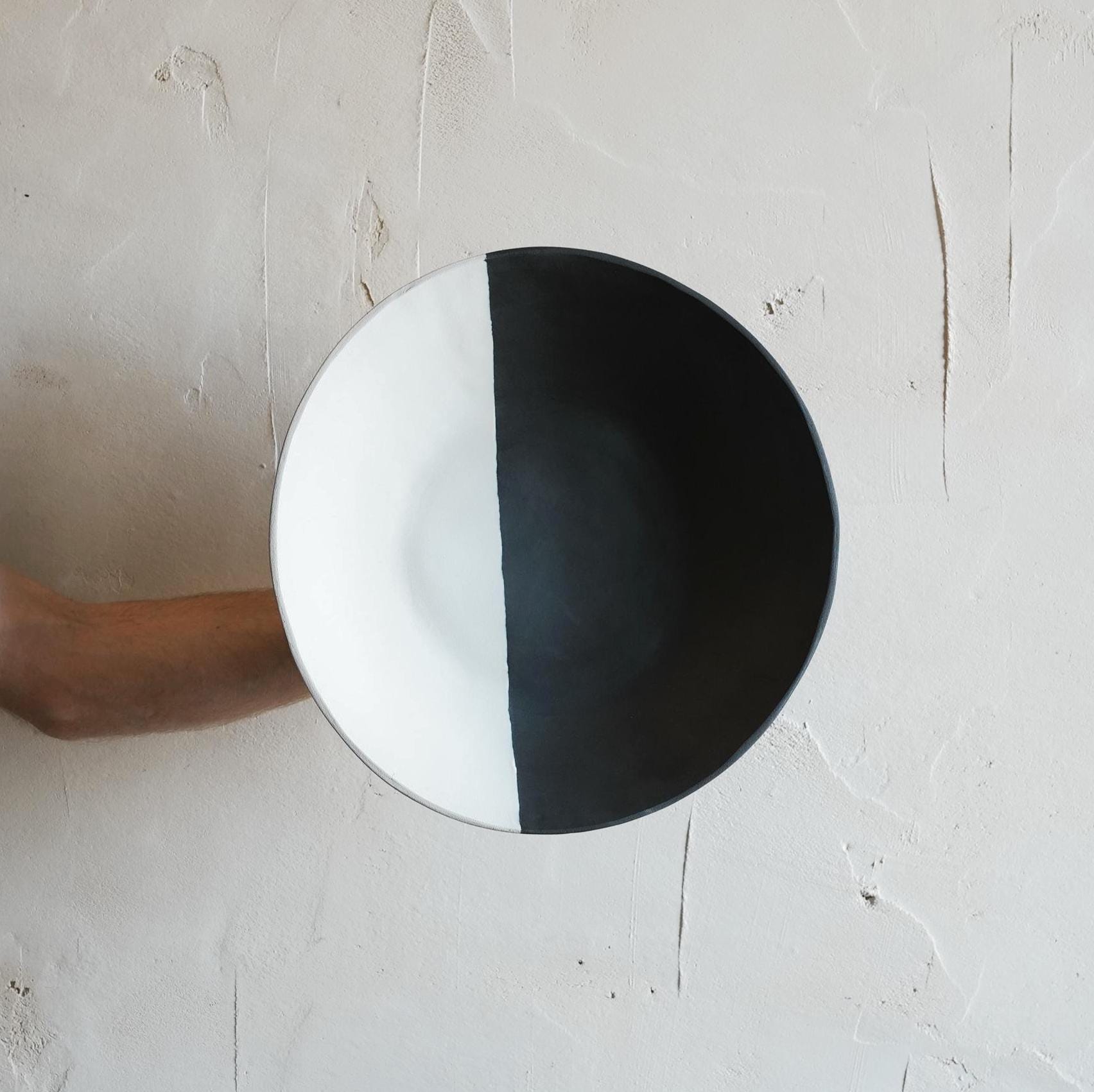 black and white ceramic fruit bowl