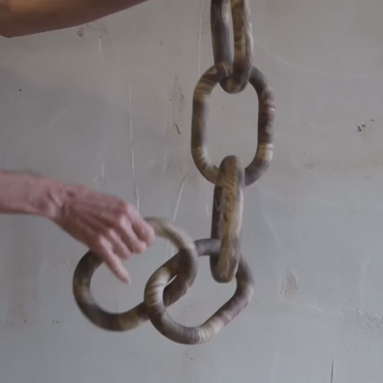 Marbled Stoneware Chain Link Sculpture – Handmade ceramic Art