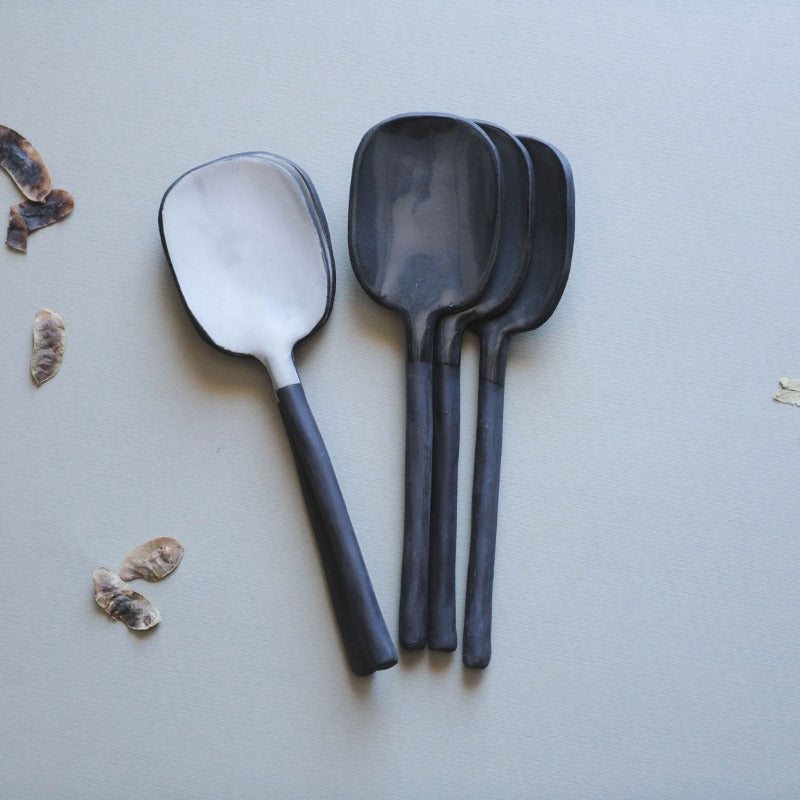 black & white ceramic spoons